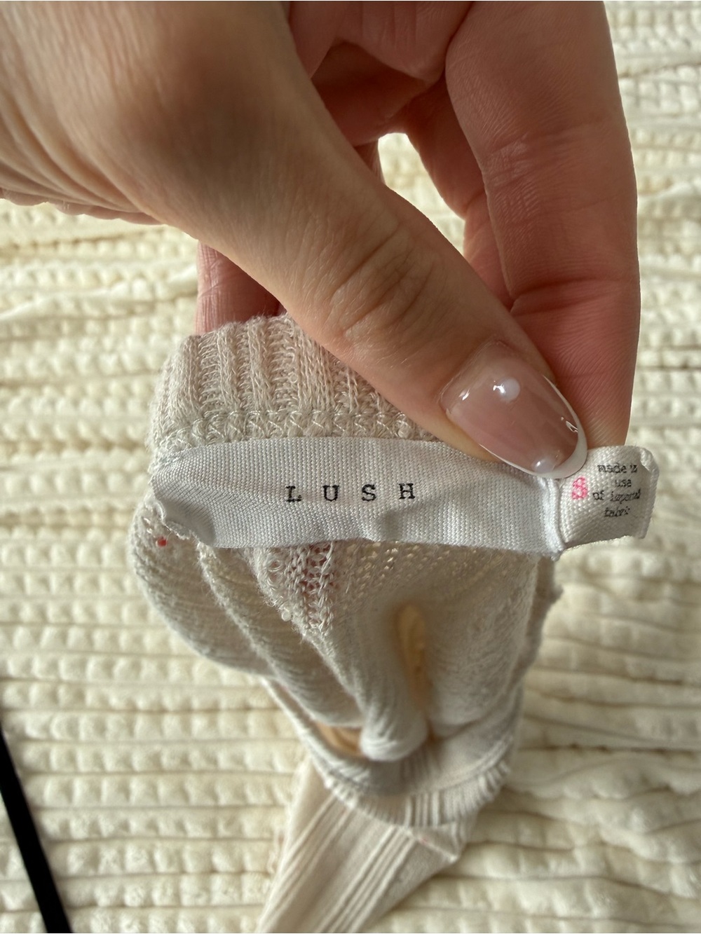 Lush Ribbed Knit Tank Top — Cream - Picture 5 of 5
